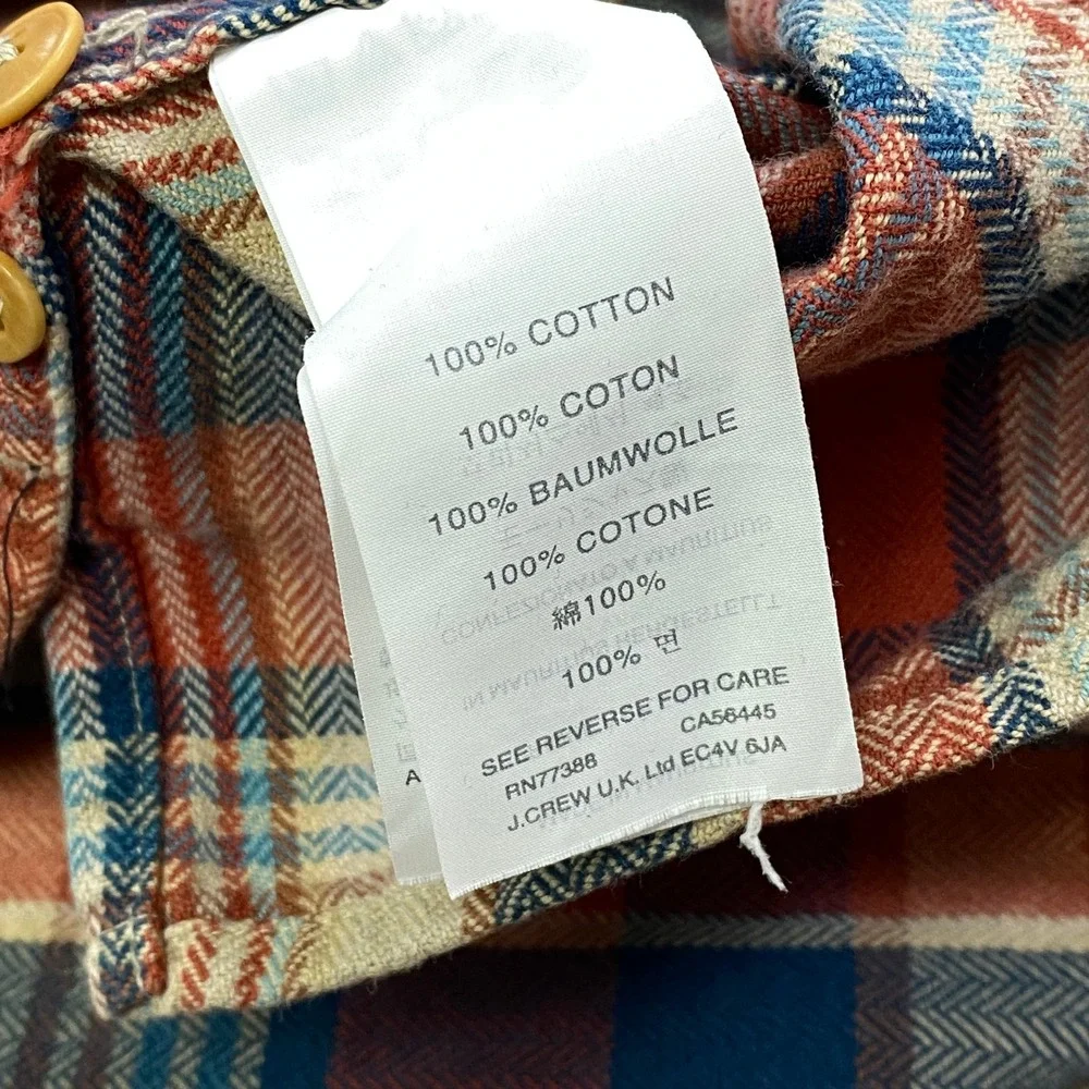 J. Crew Popover Shirt Mens XL Heritage Plaid Cotton Twill Red White Blue Regular